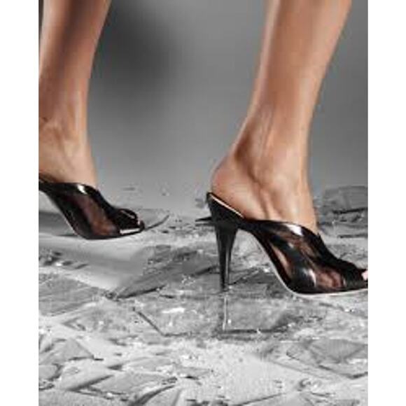 TAMARA MELLON Black Capretto Zeitgeist Mules 105mm Heels Size 38 US 8 SEXY Shoes - Picture 2 of 7